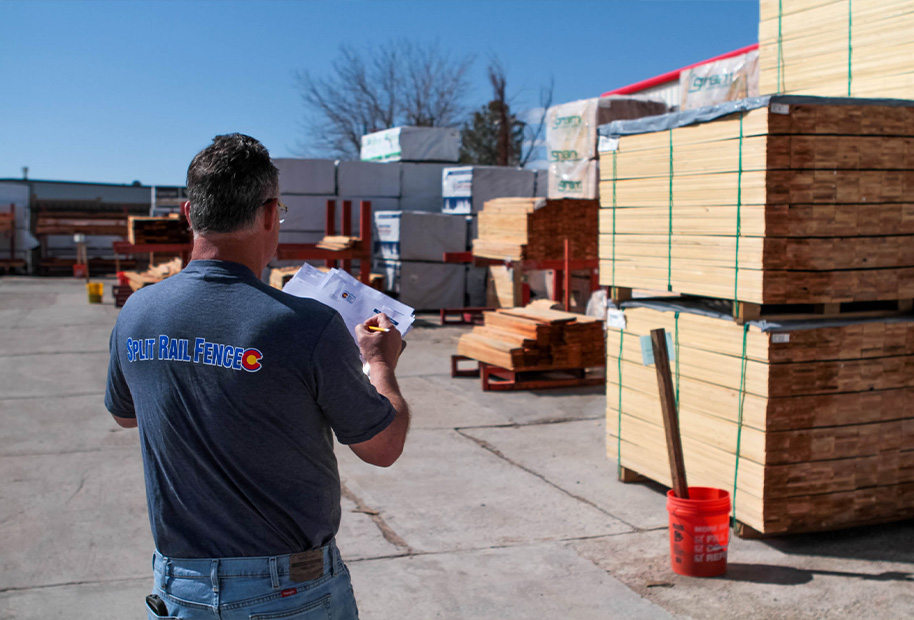 Redwood fence boards at Split Rail Fence in Colorado